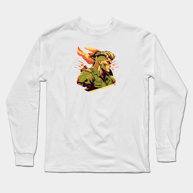 Guile Street Fighter Design - Original Artwork Long Sleeve T-Shirt by Labidabop